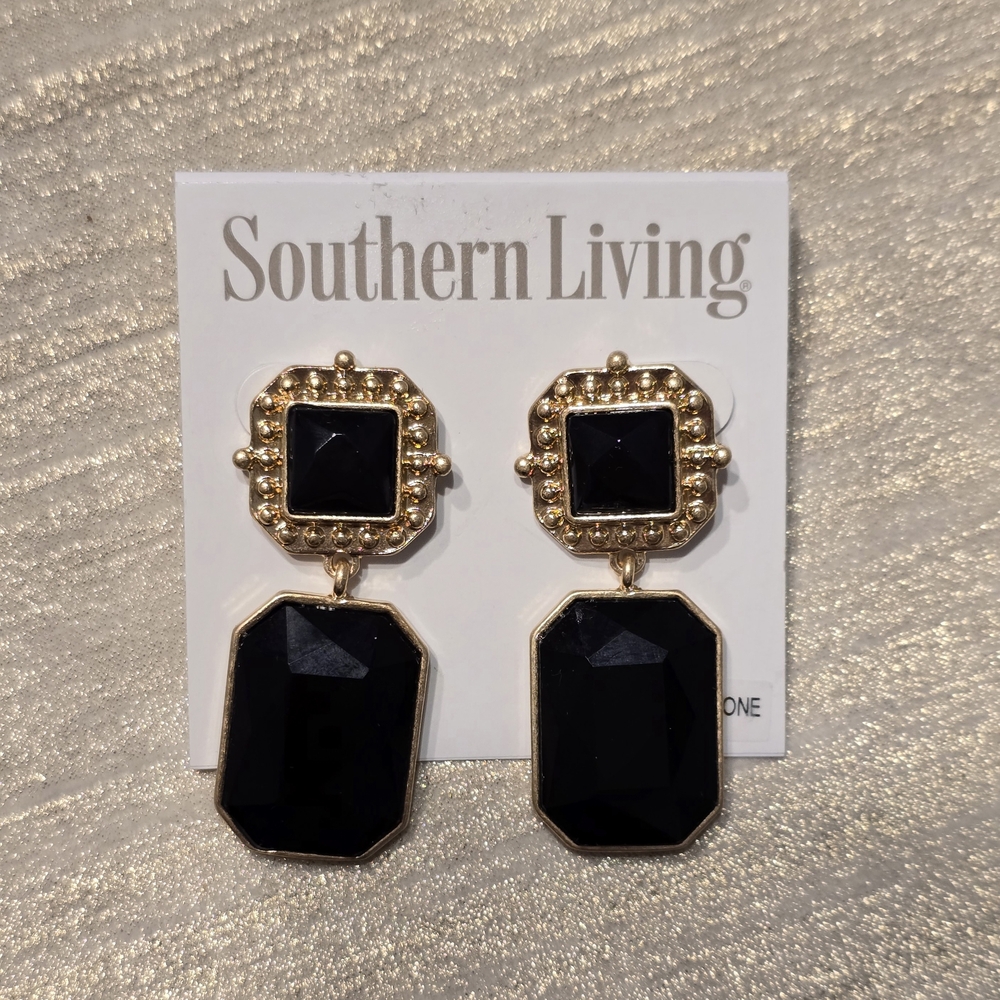 Southern Living Black and Gold Faceted Drop Earrings